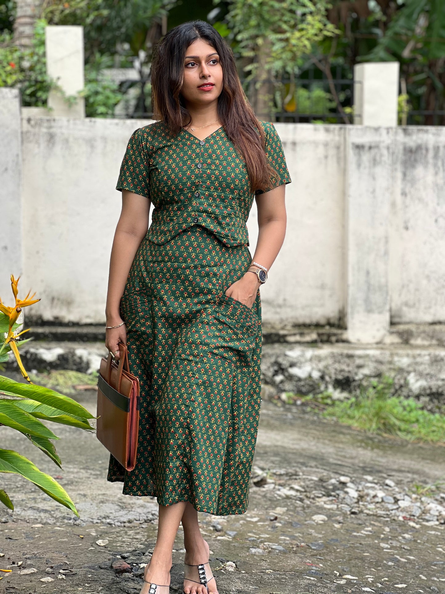 Olive Vest and Skirt