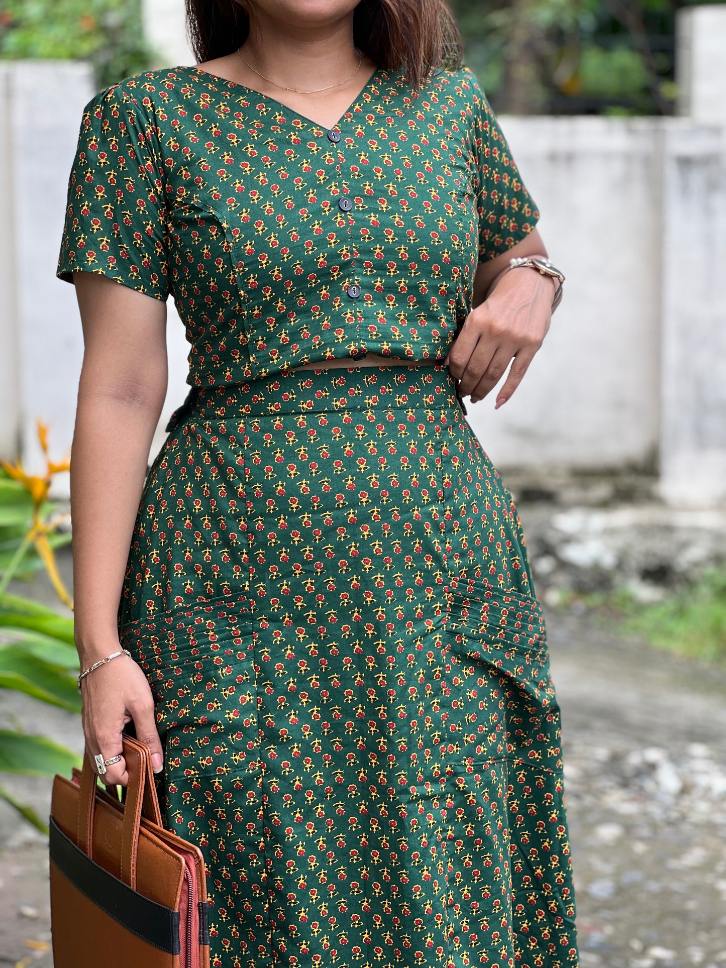 Olive Vest and Skirt