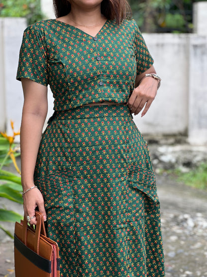 Olive Vest and Skirt